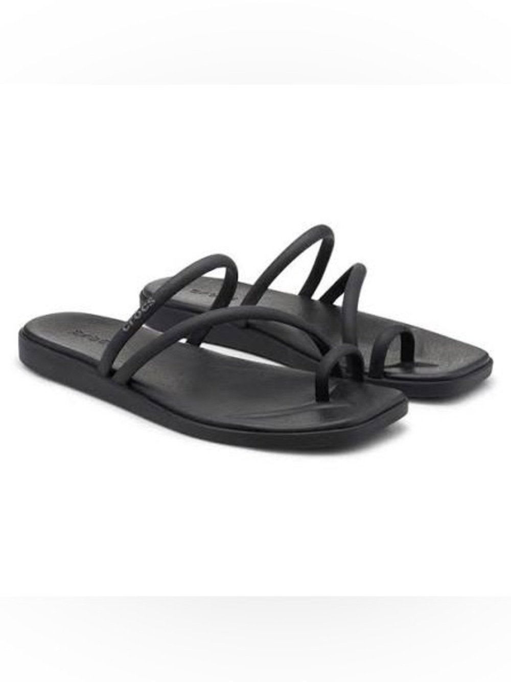 Crocs Miami Toe Loop Sandals Women’s 8 Black Platform Comfort NWT Like New - Picture 3 of 7
